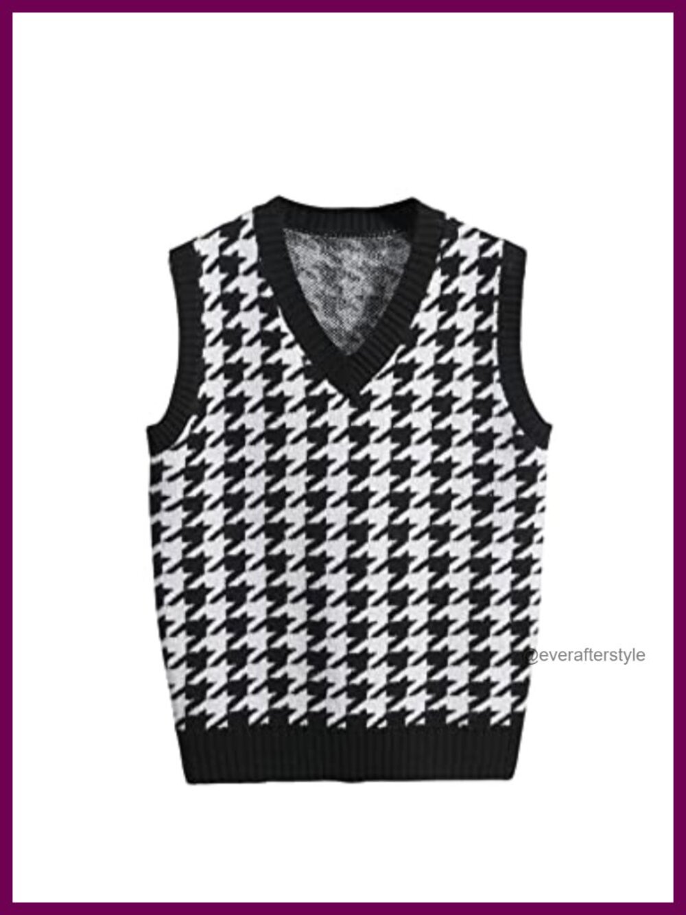 Men's Sleeveless V Neck Houndstooth Sweater Vest Casual Pullover
